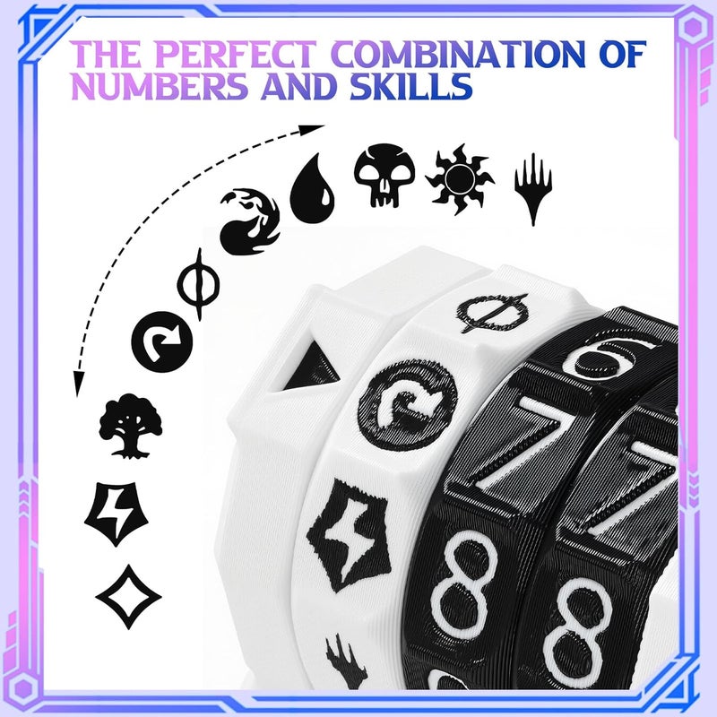 Ravonixis MTG Life Counter Wheel Health Tracker Gradient Game Counter for Board Game Compatible Table top Games with Magic Card Game Accessories CCG Creature Stats (White with Black) - Image 3